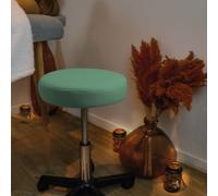 Tabouret rond à roulettes réglable en hauteur de 43.5 à 60.5 cm et pivotable à 360° - Vert pastel -