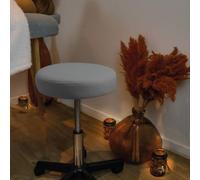 Tabouret rond à roulettes réglable en hauteur de 43.5 à 60.5 cm et pivotable à 360° - Gris -