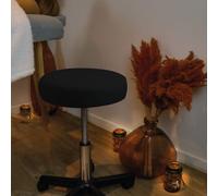 Tabouret rond à roulettes réglable en hauteur de 43.5 à 60.5 cm et pivotable à 360° - Noir -