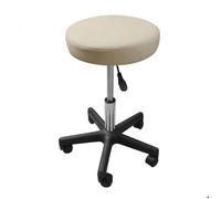 Tabouret rond à roulettes réglable en hauteur de 43.5 à 60.5 cm et pivotable à 360° - Beige -