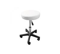 Vivezen Tabouret rond à roulettes – réglable en hauteur de 43,5 à 60,5 cm – pivotable à 360° – Blanc