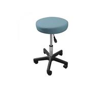 Vivezen – Tabouret rond à roulettes – Réglable 43,5–60,5 cm – Pivotable 360° – Bleu pastel