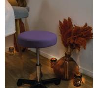 Tabouret rond à roulettes réglable en hauteur de 43.5 à 60.5 cm et pivotable à 360° - Violet -