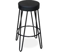 Tabouret Rond - Design Industriel - 80 cm - Elan Noir