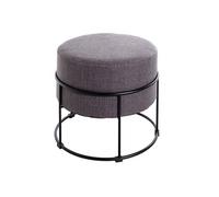 HAKU Tabouret Anthracite, Noir, MDF, métal, recouvrement Tissu - Dim.: H 44 cm x Ø 48 cm, Style: Art Deco