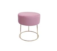 Tabouret rond ECHTWERK Marilyn - Tabouret rembourré en velours - Avec pieds en métal doré - Convient pour chambre à coucher et salon - Repose-pieds jusqu'à 150 kg - Rose