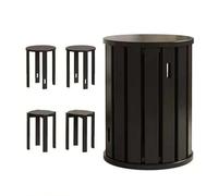 Tabouret rond en bois massif, tabouret empilable multifonction, table d'appoint ronde peu encombrante, meuble polyvalent pour salle à manger, cuisine, salon