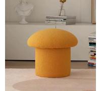 Tabouret rond en forme de champignon - Repose-pieds en laine d'agneau doux - Design en bois massif - Pour salon, chambre à coucher, bureau, cuisine et balcon - Décoration d'intérieur confortable