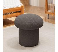 Tabouret rond en forme de champignon - Repose-pieds en laine d'agneau doux - Design en bois massif - Pour salon, chambre à coucher, bureau, cuisine et balcon - Décoration d'intérieur confortable