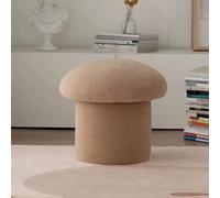 Tabouret rond en forme de champignon - Repose-pieds en laine d'agneau doux - Design en bois massif - Pour salon, chambre à coucher, bureau, cuisine et balcon - Décoration d'intérieur confortable