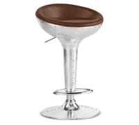 Tabouret rond en métal - style aviateur - 70 cm - Aviator Marron