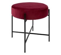 Tabouret Rond en Velours Arty 47cm Rouge Rubis