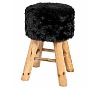 Tabouret Rond Imitation Fourrure "Josie" 45cm Noir