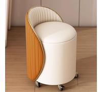 Tabouret rond moderne avec repose-pieds rotatif - Accent élégant en fausse fourrure pour salon, chambre, entrée et bureau - Mobilier de maison fonctionnel et tendance