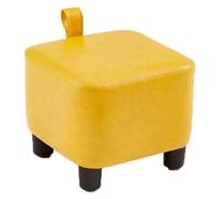 Tabouret rond moderne avec repose-pieds - Tabouret bas portable en bois pour entrée, changement de chaussures, salon, avec siège rembourré, petit design pour un rangement facile