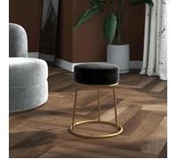 vidaXL Tabouret Rond Pouf de Salon Repose-Pied de Salle de Séjour Tabouret de Couloir Chambre à Coucher Maison Intérieur Noir Velours