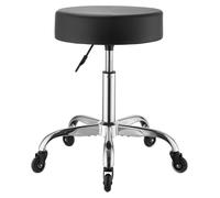 Tabouret roulant avec roulettes, capacité de poids de 226,8 kg, hauteur réglable, roulettes silencieuses, siège en cuirPolyuréthaneergonomique avec coussin épais, chaise tabouret rond pivotant à 360°