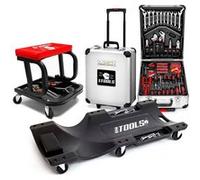 Tabouret Roulant BM TOOLS, Plateau Outils de Rangement avec Chariot de visite et Valise 399 outils, PACK Garagiste, Mécano Auto G