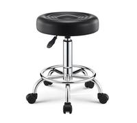 Tabouret roulant, chaise de bar à roue rotative à 360 degrés, chaise de salon réglable en hauteur, tabouret de bureau rembourré en simili cuir avec cadre en métal pour magasin, bureau ou bar No