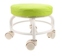 Tabouret Roulant Compact en PU Vert à Roulettes Pivotantes | Siège Rembourré Rond, Mobilité Silencieuse, Usage sous Bureau, Atelier, Sols Durs et Tapis