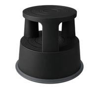 Tabouret Roulant en Plastique - Marchepied “Pied d’éléphant” avec roulettes, Escabeau antidérapant (Noir)