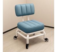 Tabouret roulant ergonomique portable avec support dorsal, cuir synthétique souple, pivotant à 360 degrés, cadre en métal robuste, pour la maison, le bureau, le garage, l'atelier, le salon de massage