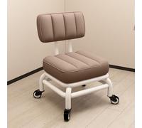 Tabouret roulant ergonomique portable avec support dorsal, cuir synthétique souple, pivotant à 360 degrés, cadre en métal robuste, pour la maison, le bureau, le garage, l'atelier, le salon de massage