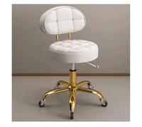 Tabouret roulant hydraulique avec support dorsal et roulettes - Chaise pivotante ronde réglable pour beauté, salon, spa et tatouage - Tabouret de comptoir en métal durable