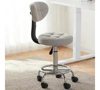 Tabouret roulant réglable en hauteur avec pivot à 360° - tabouret de bureau, tabouret d'atelier avec roulettes silencieuses, se range facilement sous la table (Gris) [Hauteur réglable et pivotant] La 