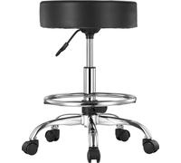 Tabouret roulant rond Tabouret pivotant avec roulettes et repose-pieds Hauteur réglable