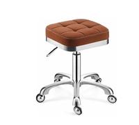 Tabouret roulettes Réglable, tabouret pivotant hydraulique en similicuir, assise large, pour dessin technique, spa, boutique, salon, avec roulettes, petit fauteuil de bureau(Brown)