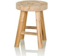 hjh Living Tabouret RUSTIKO W bois de paulownia Marron