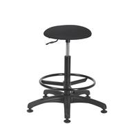 Tabouret Saturn tissu noir - pieds patins antidérapants