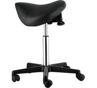 Tabouret selle à roulettes – Tabouret selle ergonomique – Réglable en hauteur – CuirPolyuréthane– Noir