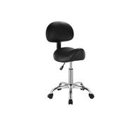 Tabouret Selle Support Dorsal Roulettes Charge 204 kg Hauteur Réglable Cuir PU Noir