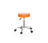HJH Office - Tabouret pivotant OPERATOR II - Similicuir, réglable en hauteur, roulettes - Orange
