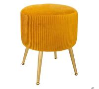 Tabouret ""Solaro"" velours plissé jaune moutarde - Atmosphera Créateur d'intérieur
