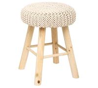 Tabouret ""Suzette"" tricot beige - Atmosphera Créateur d'intérieur