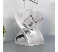 Tabouret table basse en aluminium argenté forme torsadée 29 x 29 x 46 cm | Design sculpté, surface facile à nettoyer, base stable, utilisation polyvalente comme siège ou plateau, finition argentée