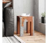 Tabouret - vidaXL - Bois de teck massif - Résine transparente - Intérieur - Adulte