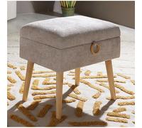 Tabouret/table d'appoint Lukman, chenille épaisse beige, 46 cm. 49 x 33 x 46 cm