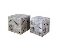 Tabouret Table D'appoint Set De 2 Cubes En Bois