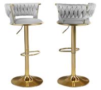 Tabouret - Tabouret de bar - Chaise de cuisine - Stool - Tabouret de comptoir - Gris clair - Hauteur réglable - Rotation à 360°