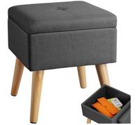 TABOURET - TECTAKE - Pouf ELVA Coffre de rangement Carré Tabouret Tissu 325 cm x 325 cm x 365 cm 300 kg poids supporté - Gris foncé