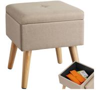 TABOURET - TECTAKE - Pouf ELVA Coffre de rangement Carré Tabouret Tissu 325 cm x 325 cm x 365 cm 300 kg poids supporté - Sable