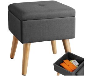 TABOURET - TECTAKE - Pouf ELVA Coffre de rangement Carré Tabouret Tissu 325 cm x 325 cm x 365 cm 300 kg poids supporté - Gris foncé