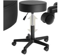 Tabouret - TECTAKE - Tabouret à roulettes WERNER en cuir synthétique avec hauteur réglable et rotatif - Noir