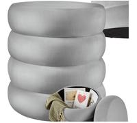 TABOURET - TECTAKE - Tabouret ALTU rembourré avec aspect velours et espace de rangement - Gris