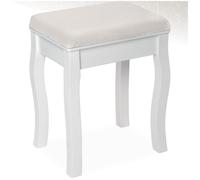 Tabouret - TECTAKE - Tabouret pour coiffeuse souple et rembourré avec pieds en bois 40 x 30 x 51 cm - Blanc