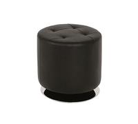Tabouret tournable pied en acier chrome et Polyurethane noir, Dim : H40 x D40 cm --